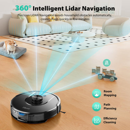 Tikom Robot Vacuum & Mop with Self-Emptying Base, 6000Pa Suction