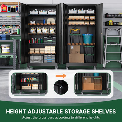 Letaya 75" Steel Garage Storage Cabinet with Wheels & Lock