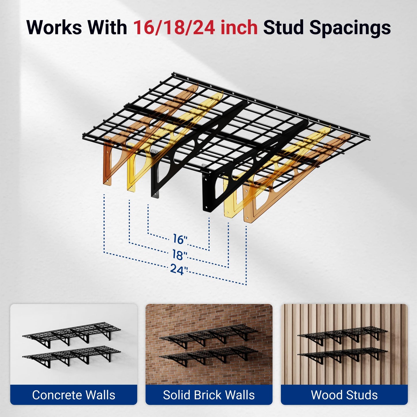 FLEXIMOUNTS 2-Pack Wall Mounted Garage Shelves 2x6ft – 1400 lbs