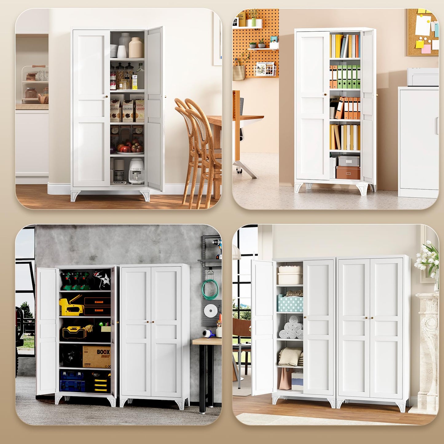 Yizosh 61" Metal Storage Cabinet with 2 Doors & Shelves