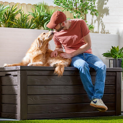 Keter Westwood 150-Gallon Outdoor Deck Storage Box, Brown